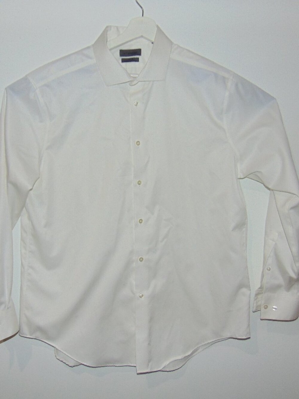 Calvin Klein Men Size 17 1/2 34/35 Barrel Cuff Long Sleeve White Shirt Slim Fit